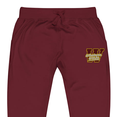 W Logo Embroidered Sweatsuit Bottom "Maroon/Yellow/White"