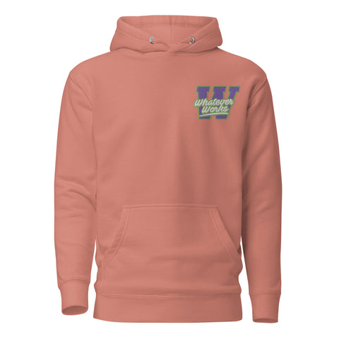 W Logo Embroidered Sweatsuit Top "Purple/Lime/White"