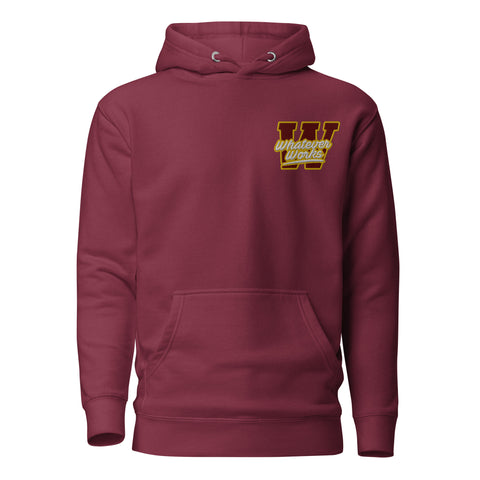 W Logo Embroidered Sweatsuit Top "Maroon/Yellow/White"